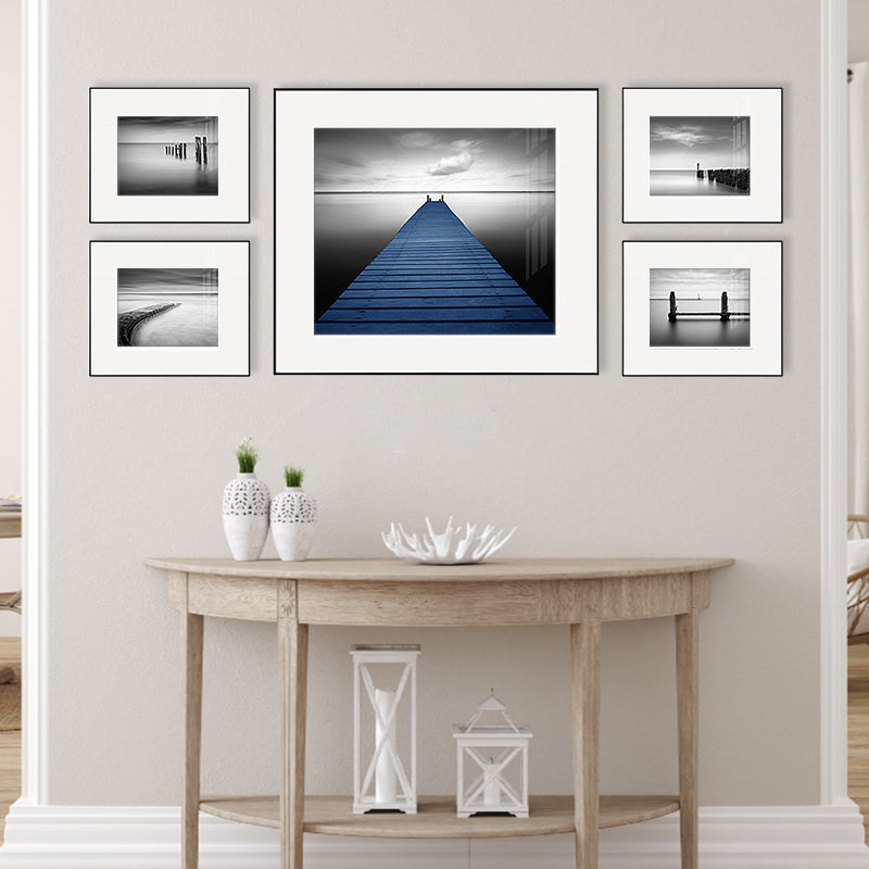 Modern Natural Landscape Canvas Soft Color Multi-Piece Wall Art Print for Living Room Dark Blue 31" x 67" Clearhalo 'Art Gallery' 'Canvas Art' 'Contemporary Art Gallery' 'Modern' Arts' 1956462
