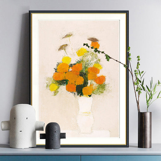 Orange Modern Style Wrapped Canvas Vase and Flower Wall Art Decor for Living Room Orange Clearhalo 'Art Gallery' 'Canvas Art' 'Contemporary Art Gallery' 'Modern' Arts' 1956480