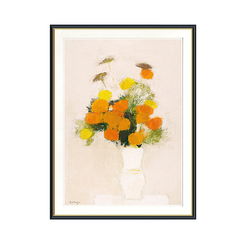 Orange Modern Style Wrapped Canvas Vase and Flower Wall Art Decor for Living Room Clearhalo 'Art Gallery' 'Canvas Art' 'Contemporary Art Gallery' 'Modern' Arts' 1956483