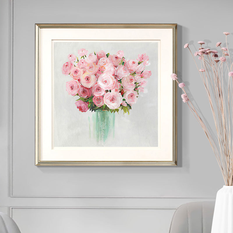 Pink Rose Blossom Wall Decor Flower Contemporary Textured Canvas Print for Living Room Clearhalo 'Art Gallery' 'Canvas Art' 'Contemporary Art Gallery' 'Modern' Arts' 1956499