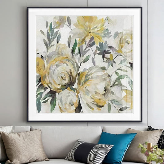 Yellow Full-Blown Flower Canvas Print Textured Wall Decor for Parlour, Multiple Sizes Yellow Clearhalo 'Art Gallery' 'Canvas Art' 'Contemporary Art Gallery' 'Modern' Arts' 1956511