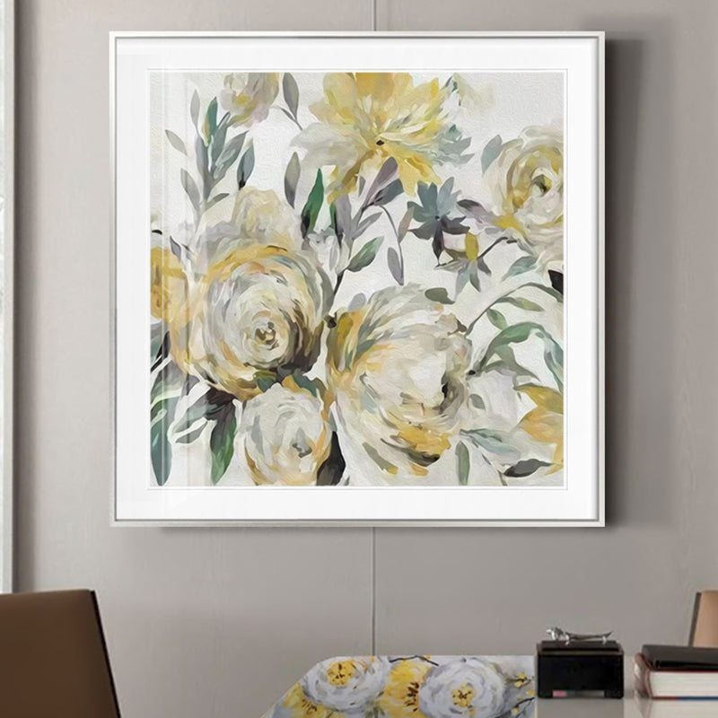 Yellow Full-Blown Flower Canvas Print Textured Wall Decor for Parlour, Multiple Sizes Clearhalo 'Art Gallery' 'Canvas Art' 'Contemporary Art Gallery' 'Modern' Arts' 1956512