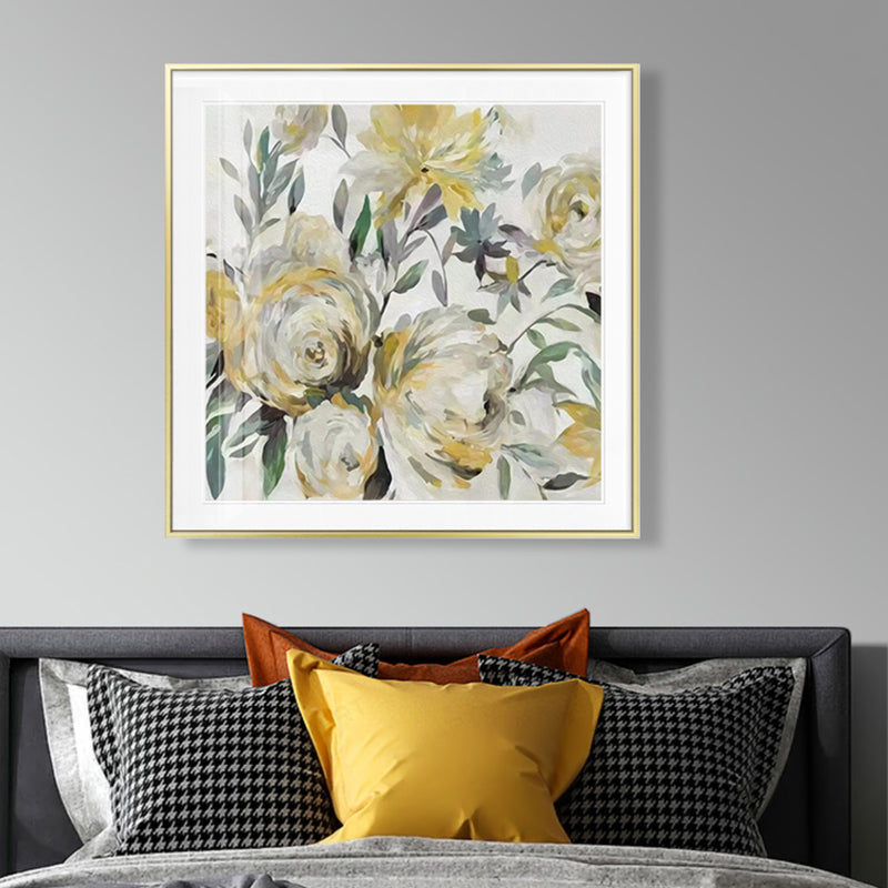 Yellow Full-Blown Flower Canvas Print Textured Wall Decor for Parlour, Multiple Sizes Clearhalo 'Art Gallery' 'Canvas Art' 'Contemporary Art Gallery' 'Modern' Arts' 1956513