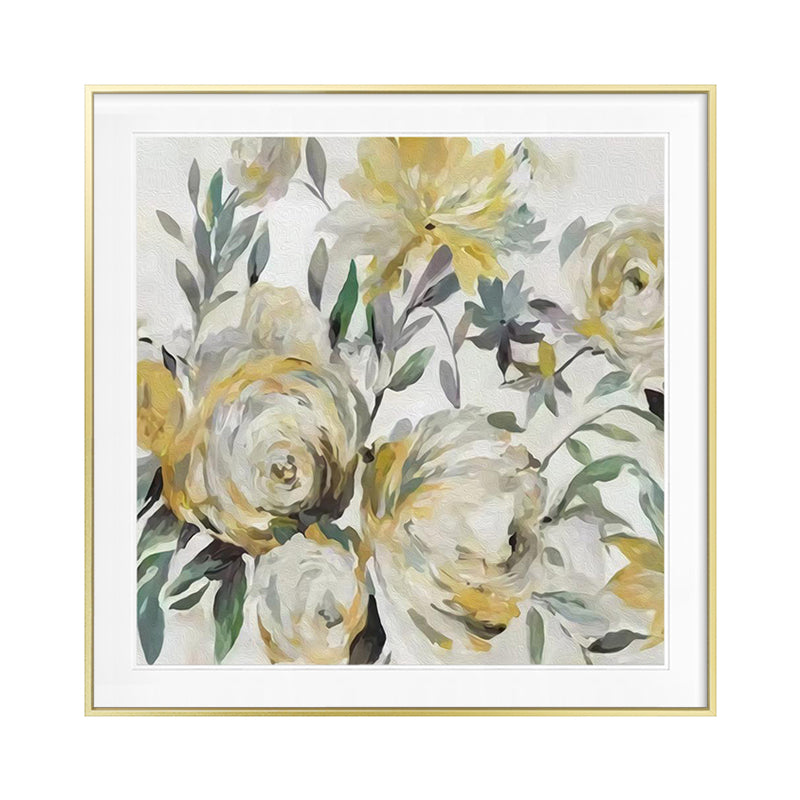 Yellow Full-Blown Flower Canvas Print Textured Wall Decor for Parlour, Multiple Sizes Clearhalo 'Art Gallery' 'Canvas Art' 'Contemporary Art Gallery' 'Modern' Arts' 1956514