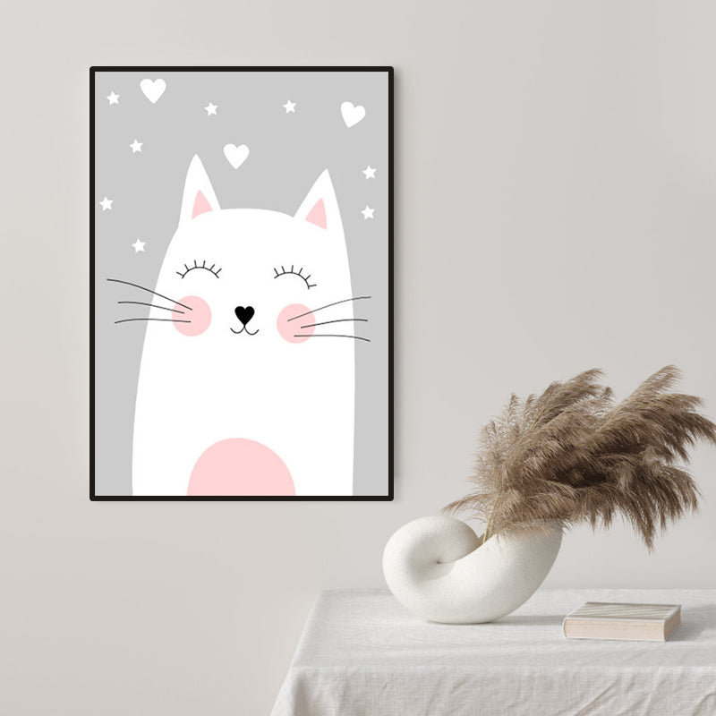 Light Color Merry Animal Canvas Textured Wall Decor for Study Room, Multiple Sizes Clearhalo 'Art Gallery' 'Canvas Art' 'Kids' Arts' 1956555