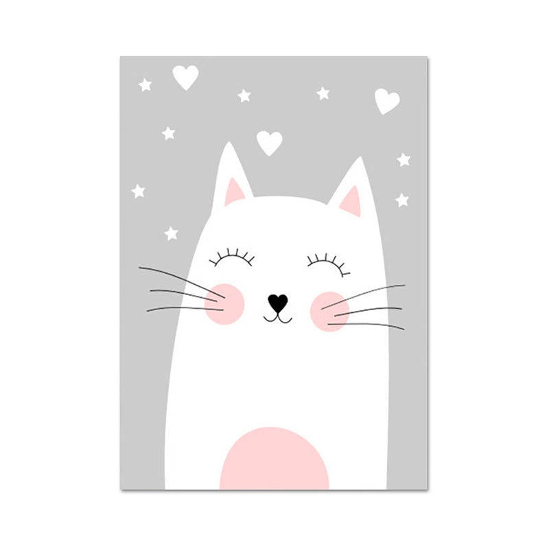 Light Color Merry Animal Canvas Textured Wall Decor for Study Room, Multiple Sizes Clearhalo 'Art Gallery' 'Canvas Art' 'Kids' Arts' 1956557