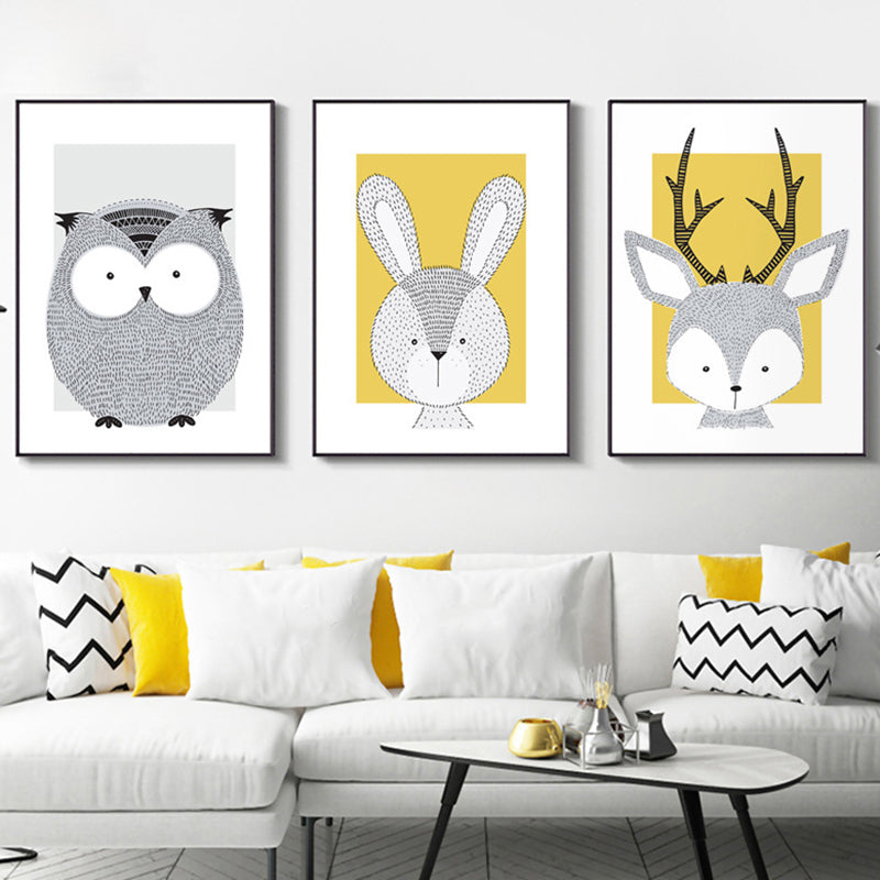 Children's Art Wild Animal Wall Decor Light Color Baby Room Canvas, Multiple Sizes Clearhalo 'Art Gallery' 'Canvas Art' 'Kids' Arts' 1956570