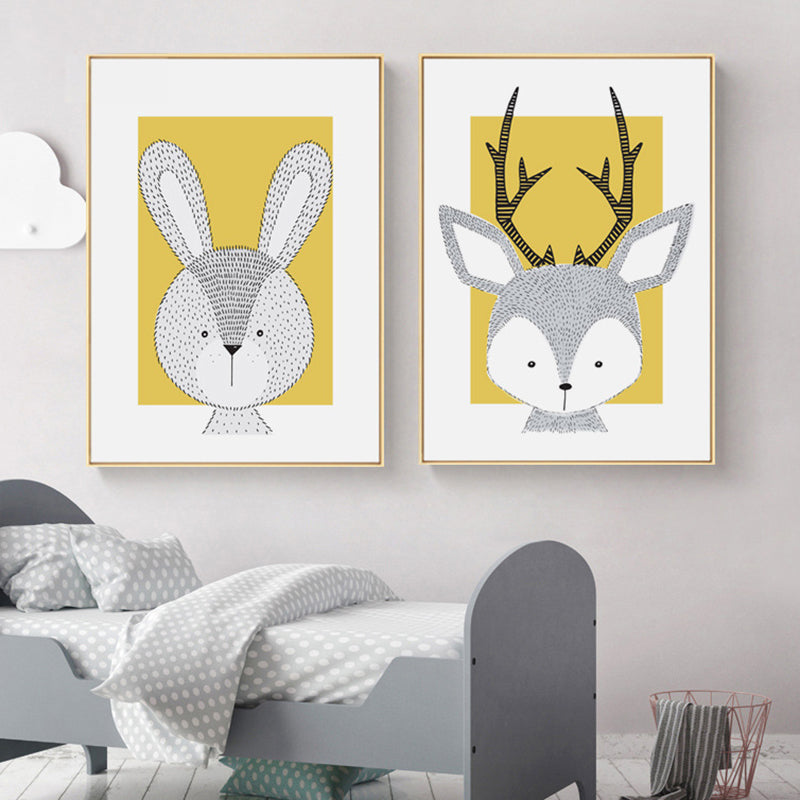 Children's Art Wild Animal Wall Decor Light Color Baby Room Canvas, Multiple Sizes Clearhalo 'Art Gallery' 'Canvas Art' 'Kids' Arts' 1956574