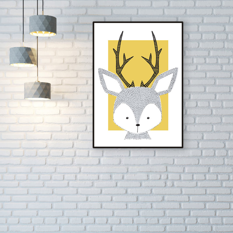 Children's Art Wild Animal Wall Decor Light Color Baby Room Canvas, Multiple Sizes Light Yellow Clearhalo 'Art Gallery' 'Canvas Art' 'Kids' Arts' 1956578