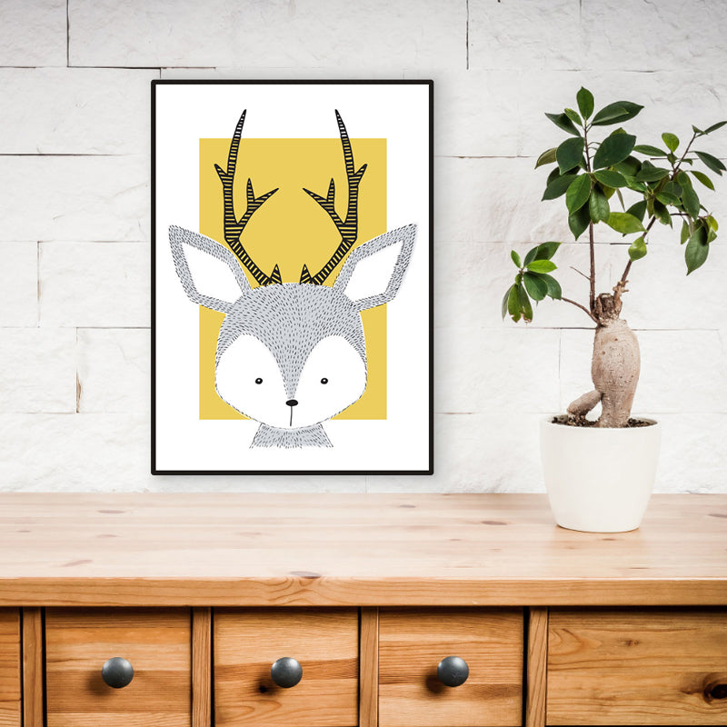 Children's Art Wild Animal Wall Decor Light Color Baby Room Canvas, Multiple Sizes Clearhalo 'Art Gallery' 'Canvas Art' 'Kids' Arts' 1956579