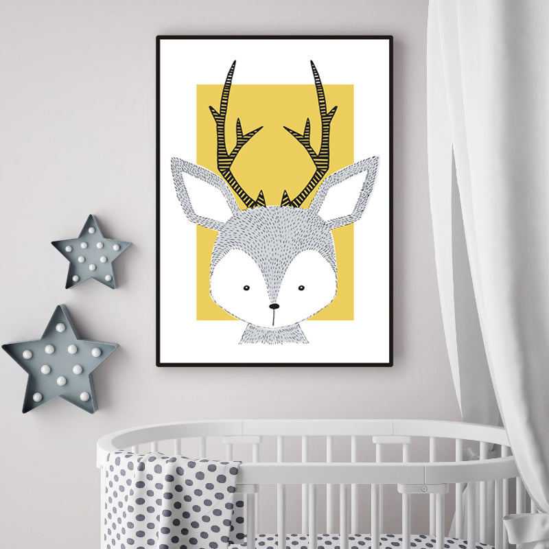Children's Art Wild Animal Wall Decor Light Color Baby Room Canvas, Multiple Sizes Clearhalo 'Art Gallery' 'Canvas Art' 'Kids' Arts' 1956580