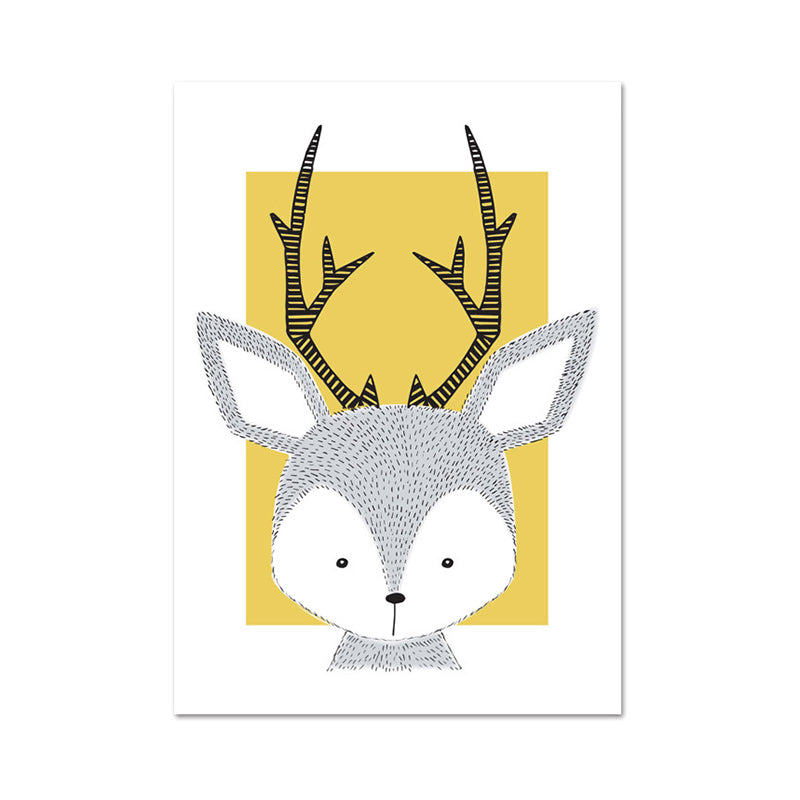 Children's Art Wild Animal Wall Decor Light Color Baby Room Canvas, Multiple Sizes Clearhalo 'Art Gallery' 'Canvas Art' 'Kids' Arts' 1956581