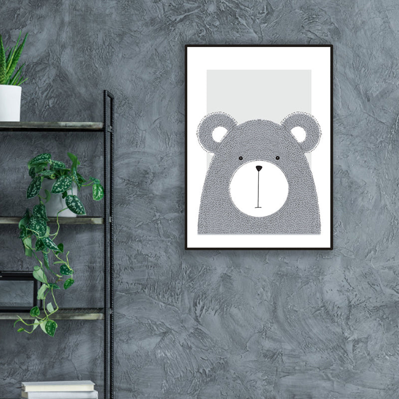 Children's Art Wild Animal Wall Decor Light Color Baby Room Canvas, Multiple Sizes Silver Gray Clearhalo 'Art Gallery' 'Canvas Art' 'Kids' Arts' 1956582