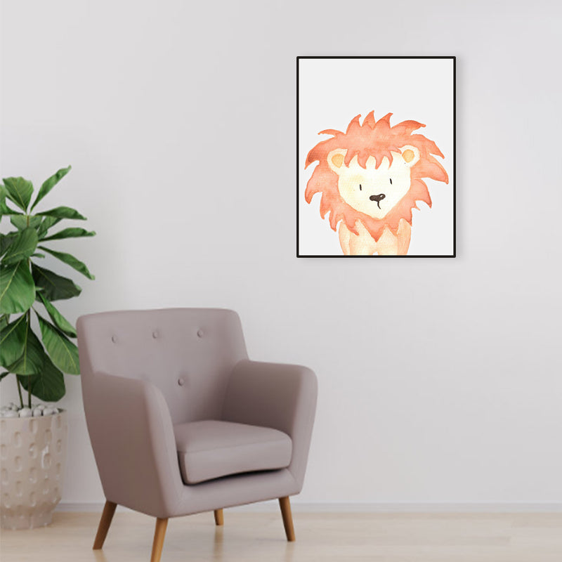 Tropical Animal Wrapped Canvas Textured Kids Style Bedroom Painting in Light Color Orange Red Clearhalo 'Art Gallery' 'Canvas Art' 'Kids' Arts' 1956602