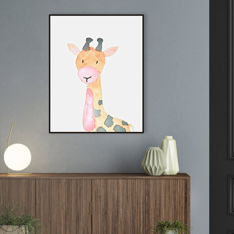 Tropical Animal Wrapped Canvas Textured Kids Style Bedroom Painting in Light Color Orange Clearhalo 'Art Gallery' 'Canvas Art' 'Kids' Arts' 1956606