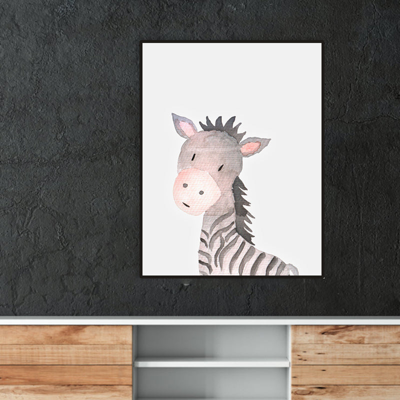 Tropical Animal Wrapped Canvas Textured Kids Style Bedroom Painting in Light Color Grey Clearhalo 'Art Gallery' 'Canvas Art' 'Kids' Arts' 1956610
