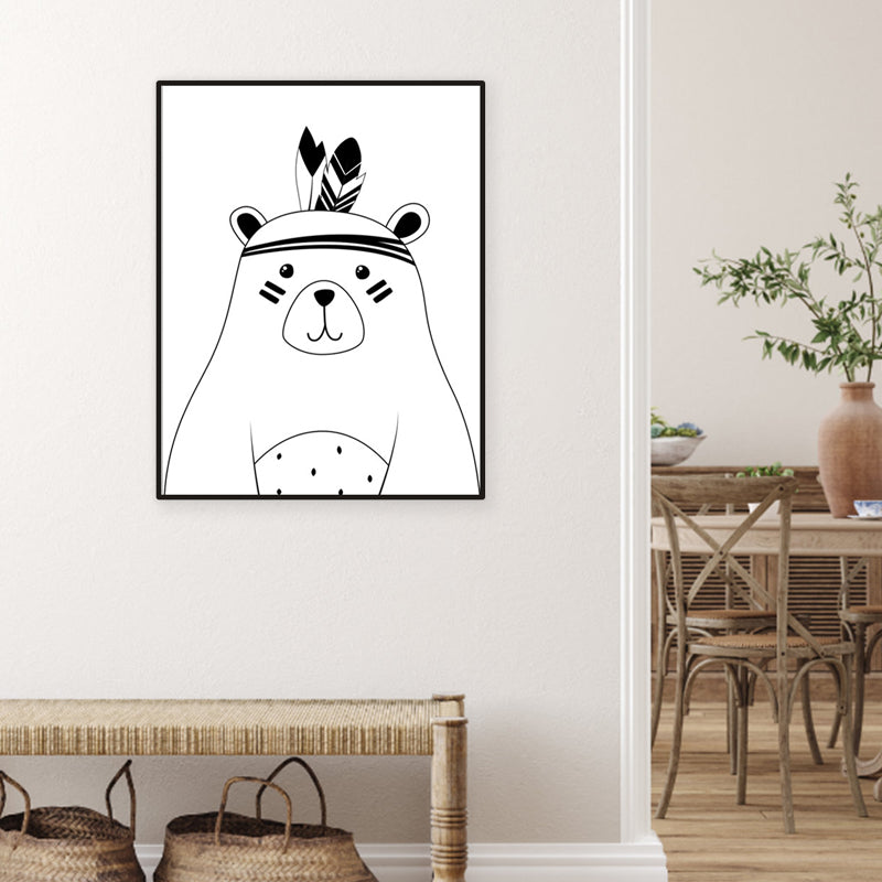 Light Color Wild Animal Canvas Textured Wall Decor for Study Room, Multiple Sizes White Clearhalo 'Art Gallery' 'Canvas Art' 'Kids' Arts' 1956614