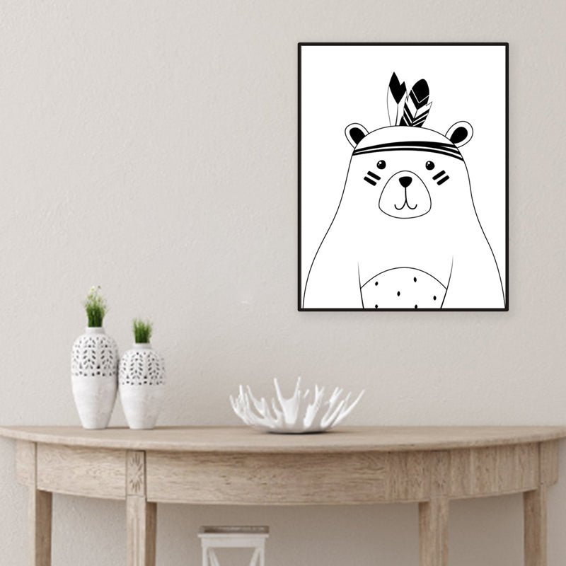 Light Color Wild Animal Canvas Textured Wall Decor for Study Room, Multiple Sizes Clearhalo 'Art Gallery' 'Canvas Art' 'Kids' Arts' 1956615