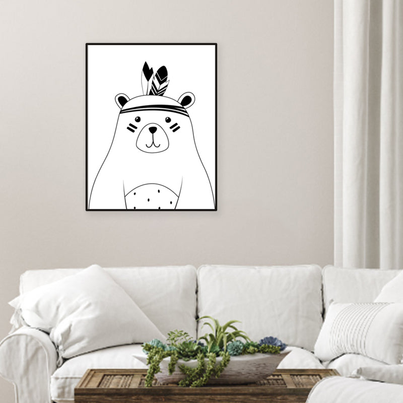 Light Color Wild Animal Canvas Textured Wall Decor for Study Room, Multiple Sizes Clearhalo 'Art Gallery' 'Canvas Art' 'Kids' Arts' 1956616