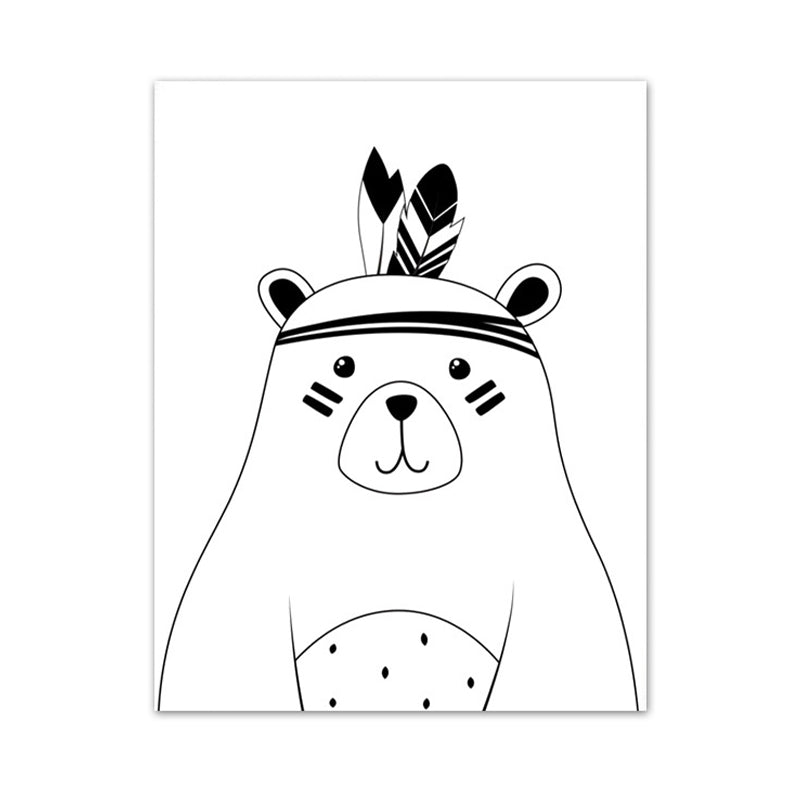 Light Color Wild Animal Canvas Textured Wall Decor for Study Room, Multiple Sizes Clearhalo 'Art Gallery' 'Canvas Art' 'Kids' Arts' 1956617