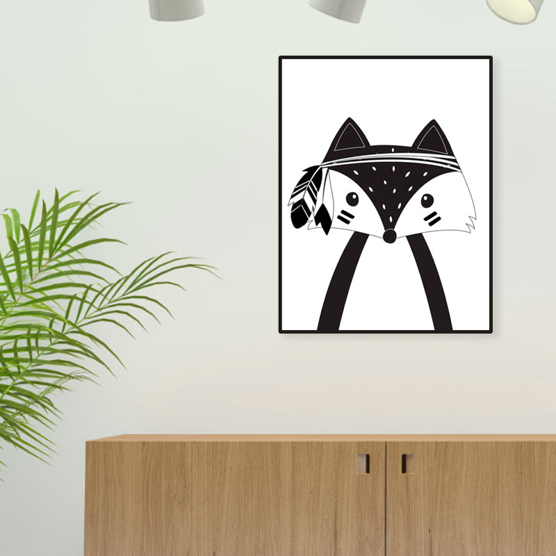 Light Color Wild Animal Canvas Textured Wall Decor for Study Room, Multiple Sizes Black Clearhalo 'Art Gallery' 'Canvas Art' 'Kids' Arts' 1956622