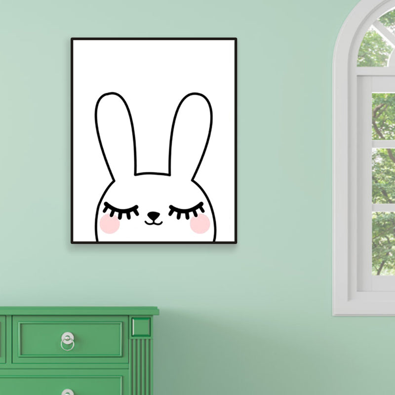 Pastel Color Kids Style Wrapped Canvas Illustration Animal Painting for Drawing Room White Clearhalo 'Art Gallery' 'Canvas Art' 'Kids' Arts' 1956634