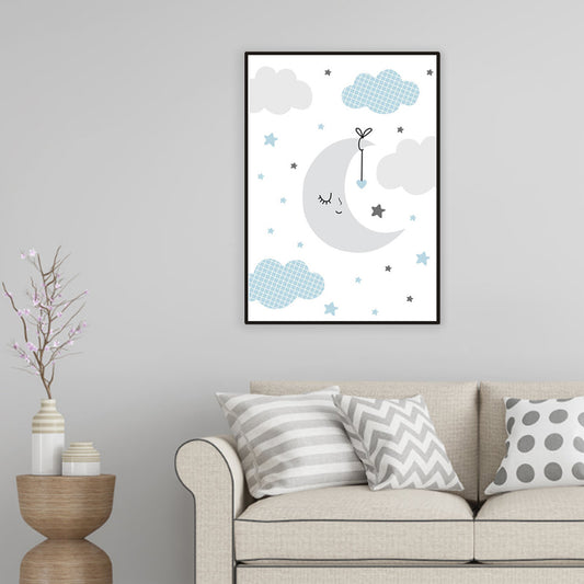 Gray Starry Sky Night Wall Decor Universe View Children's Art Textured Canvas for Room Grey Clearhalo 'Art Gallery' 'Canvas Art' 'Kids' Arts' 1956638