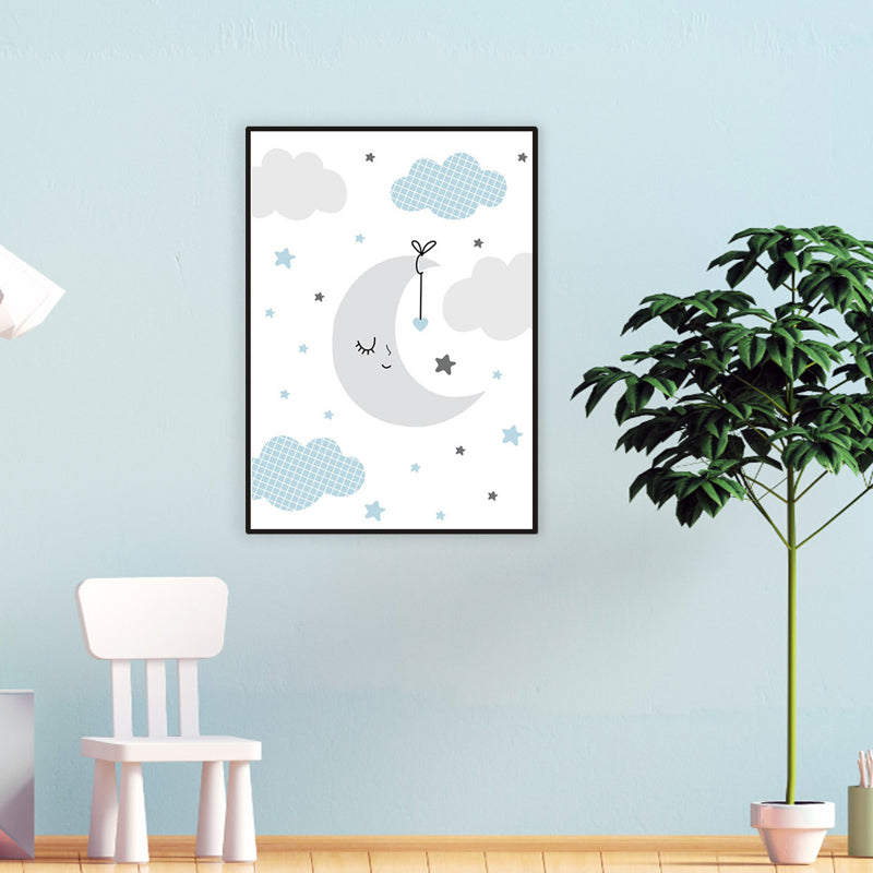 Gray Starry Sky Night Wall Decor Universe View Children's Art Textured Canvas for Room Clearhalo 'Art Gallery' 'Canvas Art' 'Kids' Arts' 1956639