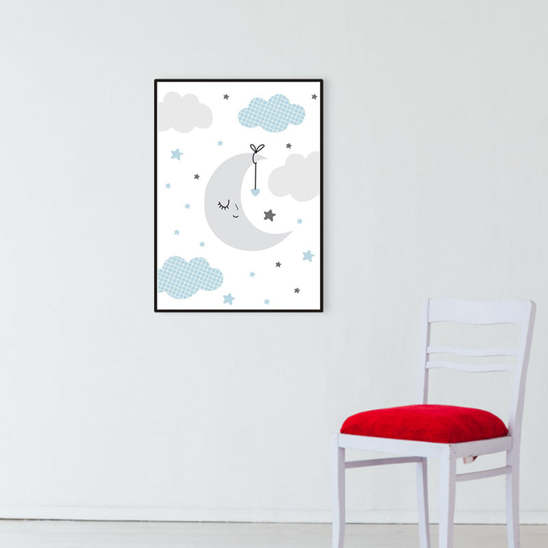 Gray Starry Sky Night Wall Decor Universe View Children's Art Textured Canvas for Room Clearhalo 'Art Gallery' 'Canvas Art' 'Kids' Arts' 1956640
