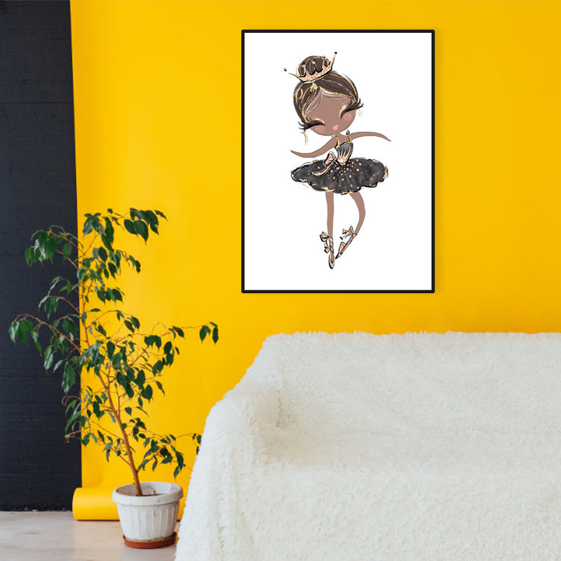 Kids Style Lively Dancing Canvas Soft Color Textured Painting for Bedroom, Multiple Sizes Brown Clearhalo 'Art Gallery' 'Canvas Art' 'Kids' Arts' 1956646