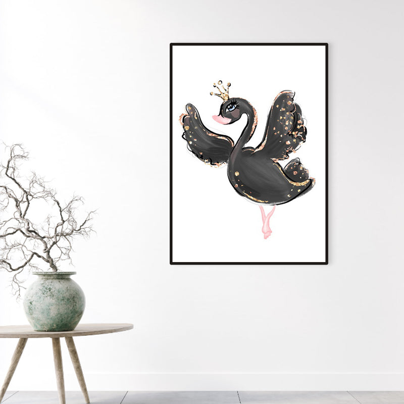 Kids Style Lively Dancing Canvas Soft Color Textured Painting for Bedroom, Multiple Sizes Black Clearhalo 'Art Gallery' 'Canvas Art' 'Kids' Arts' 1956654