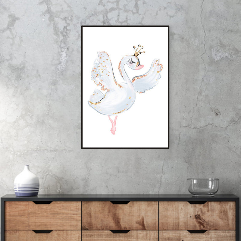 Kids Style Lively Dancing Canvas Soft Color Textured Painting for Bedroom, Multiple Sizes White Clearhalo 'Art Gallery' 'Canvas Art' 'Kids' Arts' 1956658