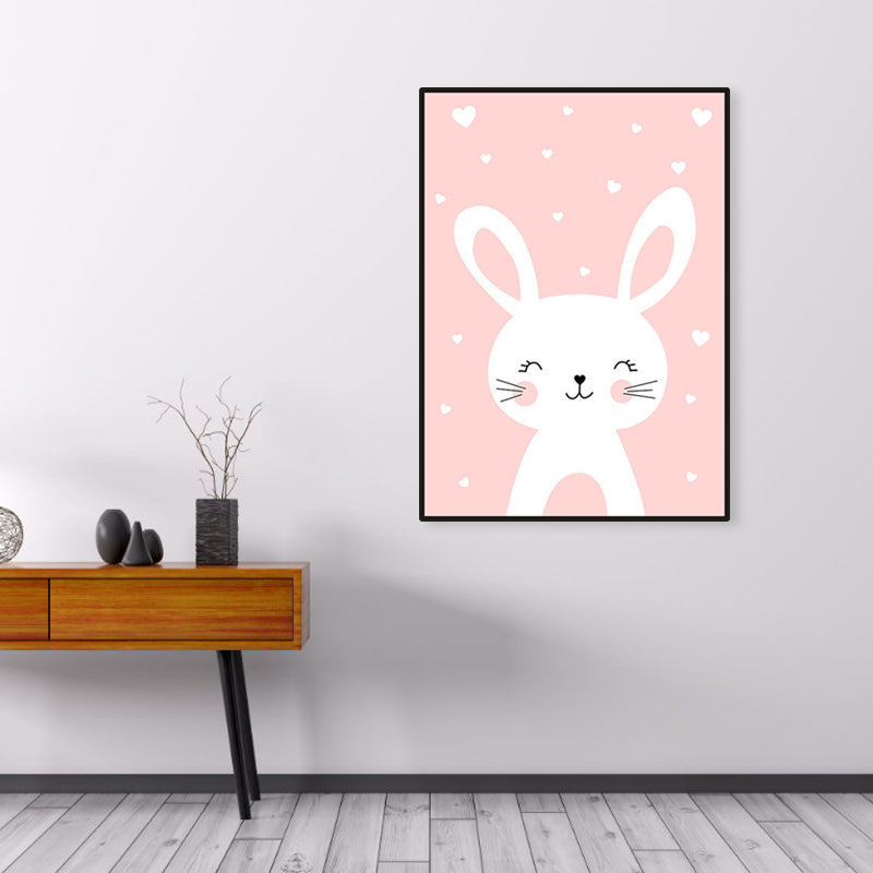 Merry Cartoon Animal Canvas Print Light Color Kids Style Painting for Baby Bedroom Clearhalo 'Art Gallery' 'Canvas Art' 'Kids' Arts' 1956693