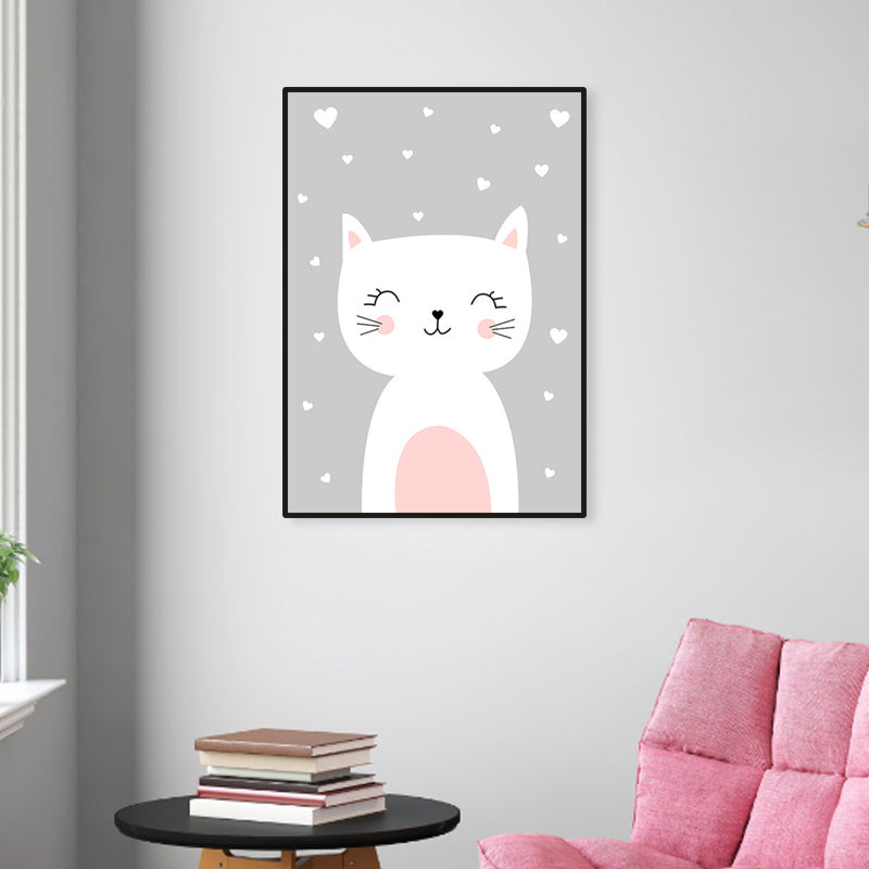 Merry Cartoon Animal Canvas Print Light Color Kids Style Painting for Baby Bedroom Clearhalo 'Art Gallery' 'Canvas Art' 'Kids' Arts' 1956701