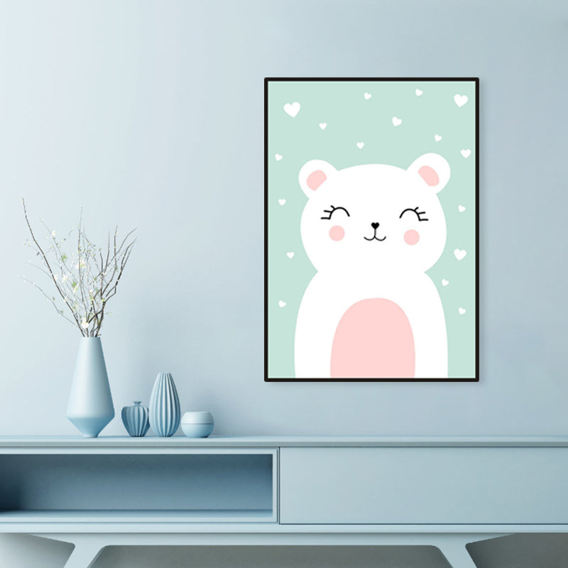 Merry Cartoon Animal Canvas Print Light Color Kids Style Painting for Baby Bedroom Clearhalo 'Art Gallery' 'Canvas Art' 'Kids' Arts' 1956704