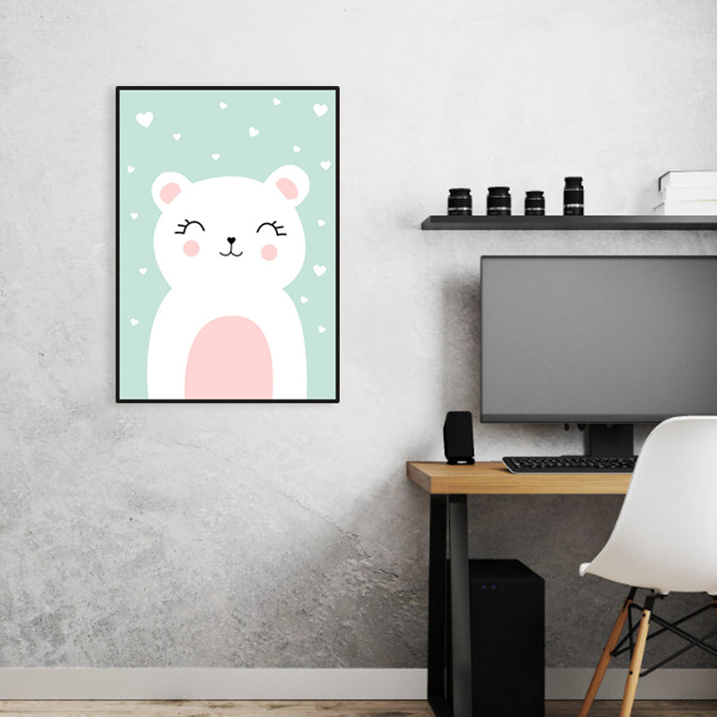 Merry Cartoon Animal Canvas Print Light Color Kids Style Painting for Baby Bedroom Clearhalo 'Art Gallery' 'Canvas Art' 'Kids' Arts' 1956705