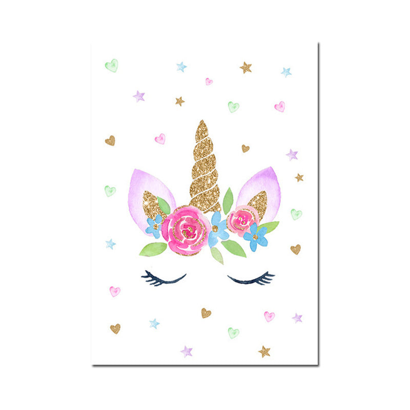 Fantasy Unicorn Wall Decor Children's Art Animal Canvas in Soft Color for Rest Room Clearhalo 'Art Gallery' 'Canvas Art' 'Kids' Arts' 1956718