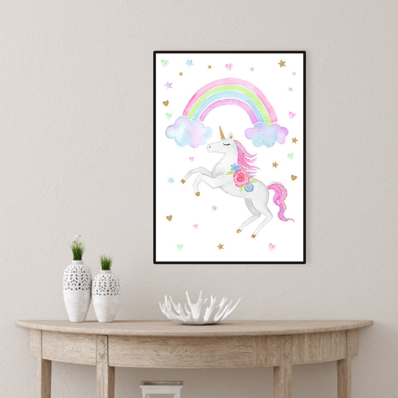 Fantasy Unicorn Wall Decor Children's Art Animal Canvas in Soft Color for Rest Room Clearhalo 'Art Gallery' 'Canvas Art' 'Kids' Arts' 1956725