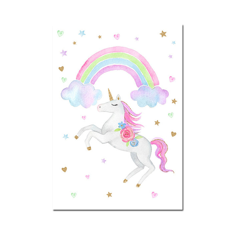 Fantasy Unicorn Wall Decor Children's Art Animal Canvas in Soft Color for Rest Room Clearhalo 'Art Gallery' 'Canvas Art' 'Kids' Arts' 1956726
