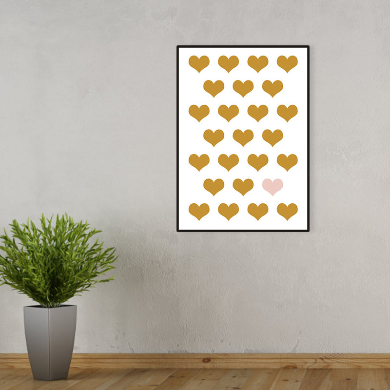 Unique Heart-Shaped Graphic Wall Decor Yellow Children's Art Canvas for Living Room Clearhalo 'Art Gallery' 'Canvas Art' 'Kids' Arts' 1956729