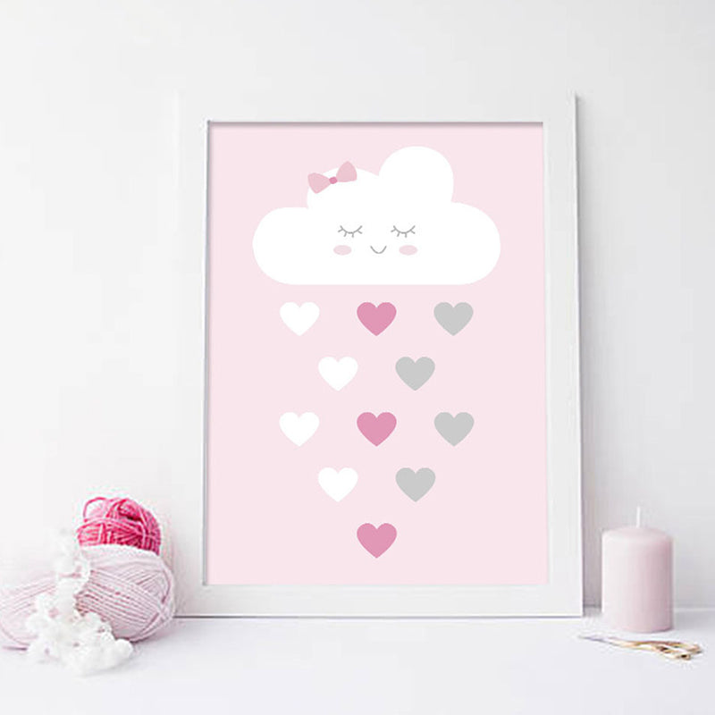 Illustrated Abstract Wall Decor Textured Children's Art Girls Bedroom Canvas in Pink Pink Clearhalo 'Art Gallery' 'Canvas Art' 'Kids' Arts' 1956735