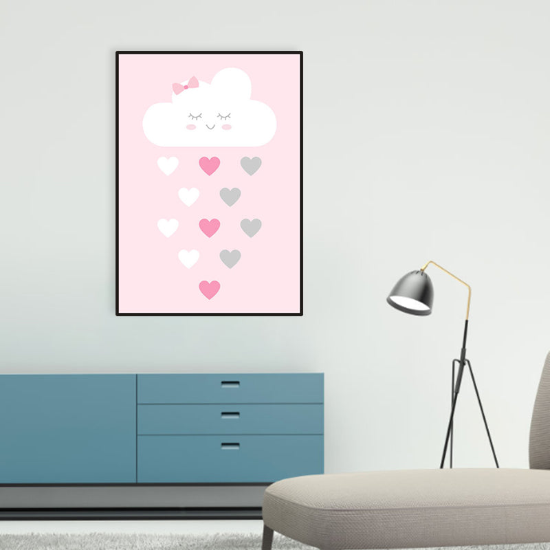 Illustrated Abstract Wall Decor Textured Children's Art Girls Bedroom Canvas in Pink Clearhalo 'Art Gallery' 'Canvas Art' 'Kids' Arts' 1956736