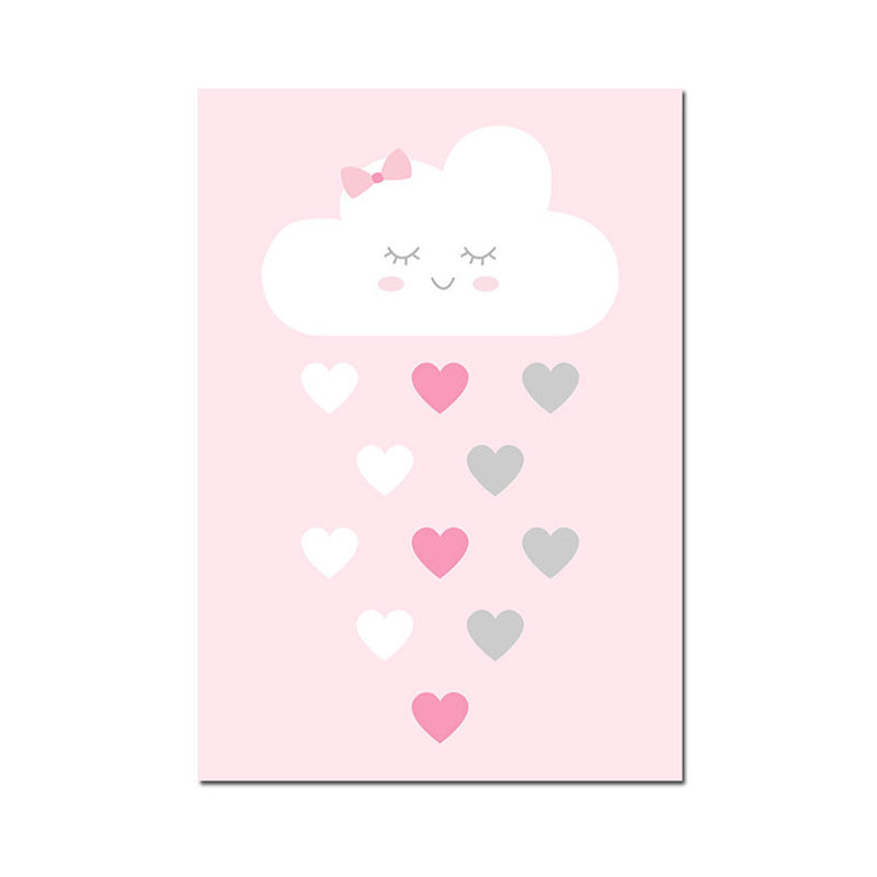 Illustrated Abstract Wall Decor Textured Children's Art Girls Bedroom Canvas in Pink Clearhalo 'Art Gallery' 'Canvas Art' 'Kids' Arts' 1956738