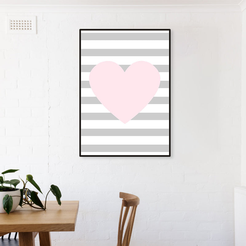 Illustrated Abstract Wall Decor Textured Children's Art Girls Bedroom Canvas in Pink Pink 16" x 24" Clearhalo 'Art Gallery' 'Canvas Art' 'Kids' Arts' 1956743