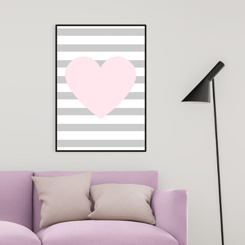 Illustrated Abstract Wall Decor Textured Children's Art Girls Bedroom Canvas in Pink Clearhalo 'Art Gallery' 'Canvas Art' 'Kids' Arts' 1956745