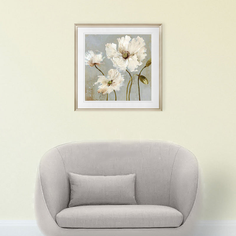 Traditional Style Flower Canvas Wall Art Light Color Textured Painting for Bedroom Clearhalo 'Art Gallery' 'Canvas Art' 'Traditional' Arts' 1956767