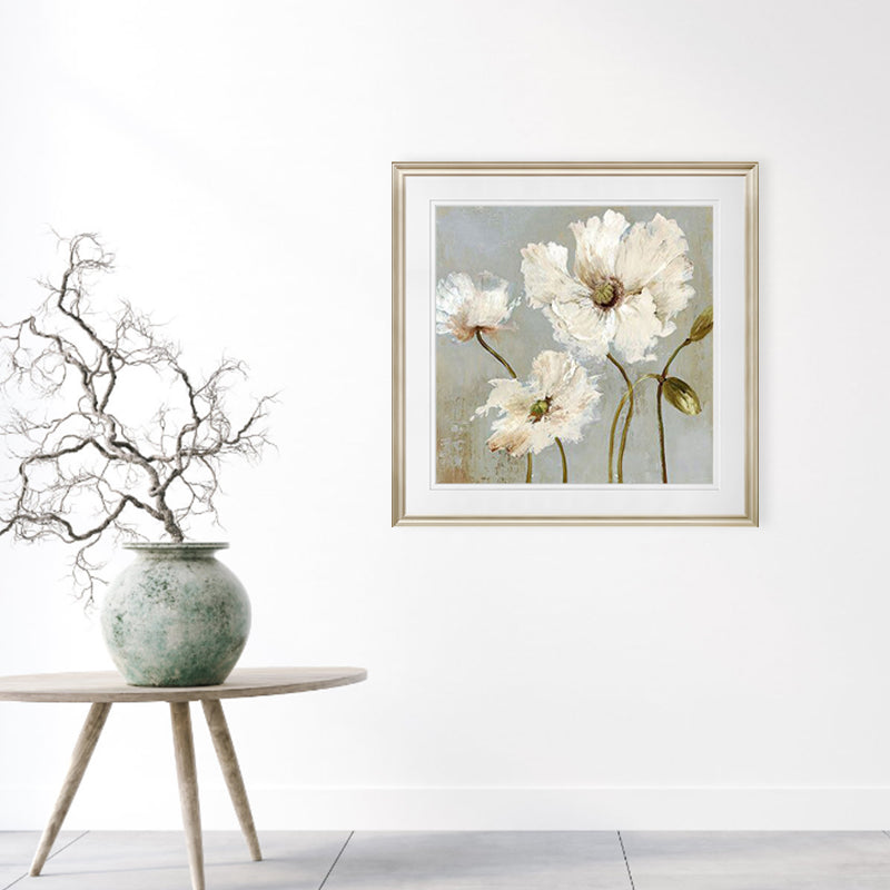 Traditional Style Flower Canvas Wall Art Light Color Textured Painting for Bedroom Clearhalo 'Art Gallery' 'Canvas Art' 'Traditional' Arts' 1956768
