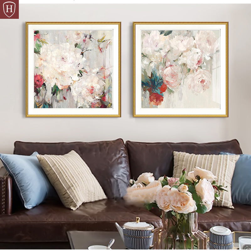 Bloom Print Wrapped Canvas Traditional Textured Painting in Light Color for Lounge White Clearhalo 'Art Gallery' 'Canvas Art' 'Traditional' Arts' 1956798