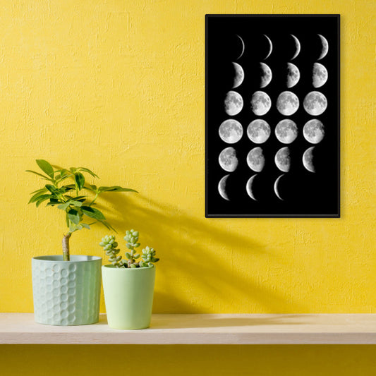 Modern Various Moon Graphic Canvas Art Mixed-Media Outer Space Gray Gallery Wall Decor Clearhalo 'Art Gallery' 'Canvas Art' 'Contemporary Art Gallery' 'Modern' Arts' 1956803