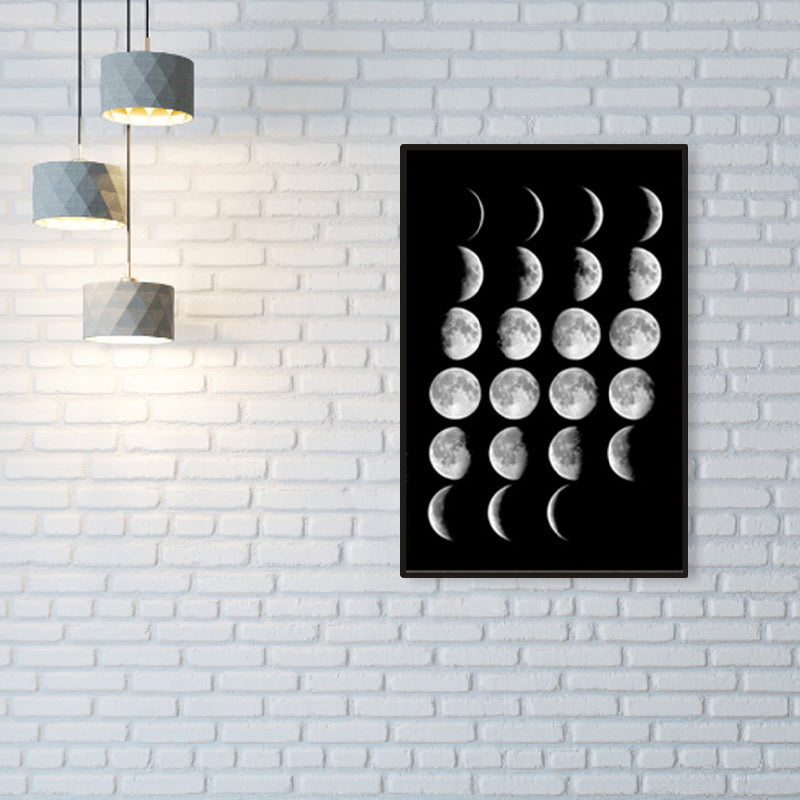 Modern Various Moon Graphic Canvas Art Mixed-Media Outer Space Gray Gallery Wall Decor Clearhalo 'Art Gallery' 'Canvas Art' 'Contemporary Art Gallery' 'Modern' Arts' 1956804